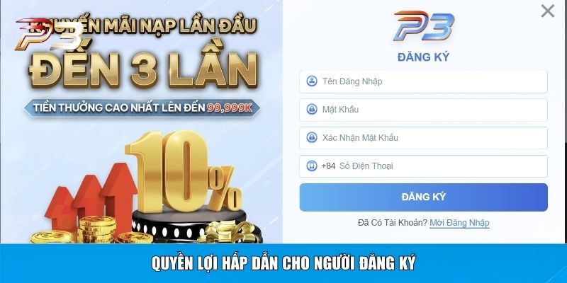 Quyền lợi hấp dẫn cho người đăng ký